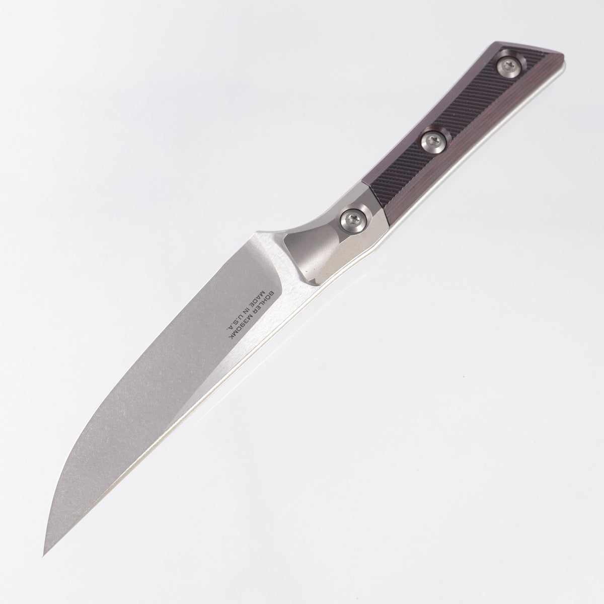 Microtech 4 Piece Steak Knife Set - Black Cherry G10 w/ Beadblast Titanium Bolsters - Stonewash M390MK - 3600B-10SETBC