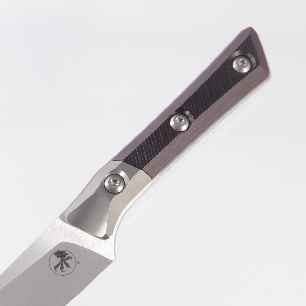 Microtech 4 Piece Steak Knife Set - Black Cherry G10 w/ Beadblast Titanium Bolsters - Stonewash M390MK - 3600B-10SETBC