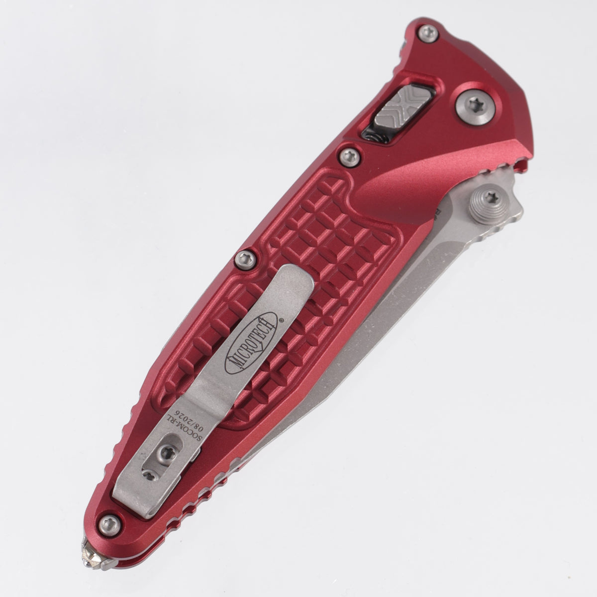 Microtech Socom Elite Ram-Lok Single Edge - Merlot Frag Aluminum - Apocalyptic M390MK - 160RL-10 APFRMR