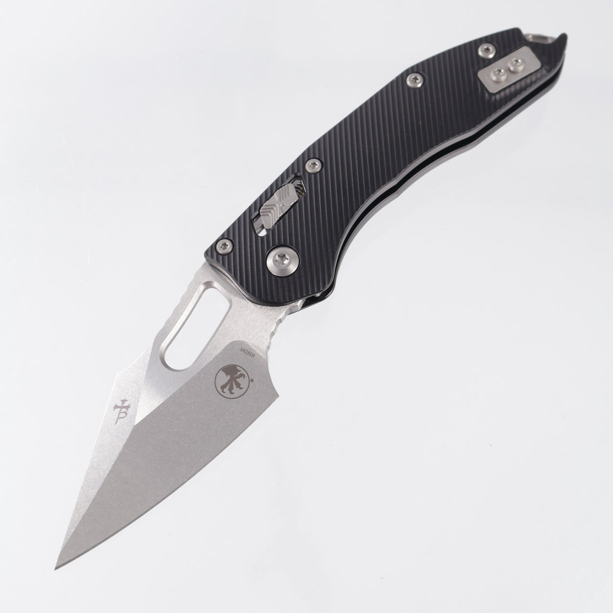 Microtech Stitch Ram-Lok - Black Fluted Aluminum - Stonewash M390MK - 169RL-10 FL