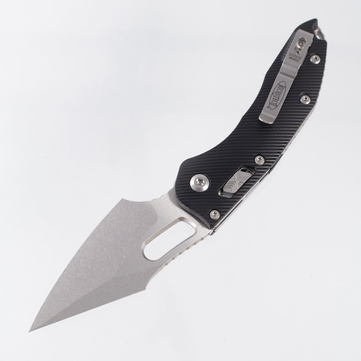 Microtech Stitch Ram-Lok - Black Fluted Aluminum - Stonewash M390MK - 169RL-10 FL