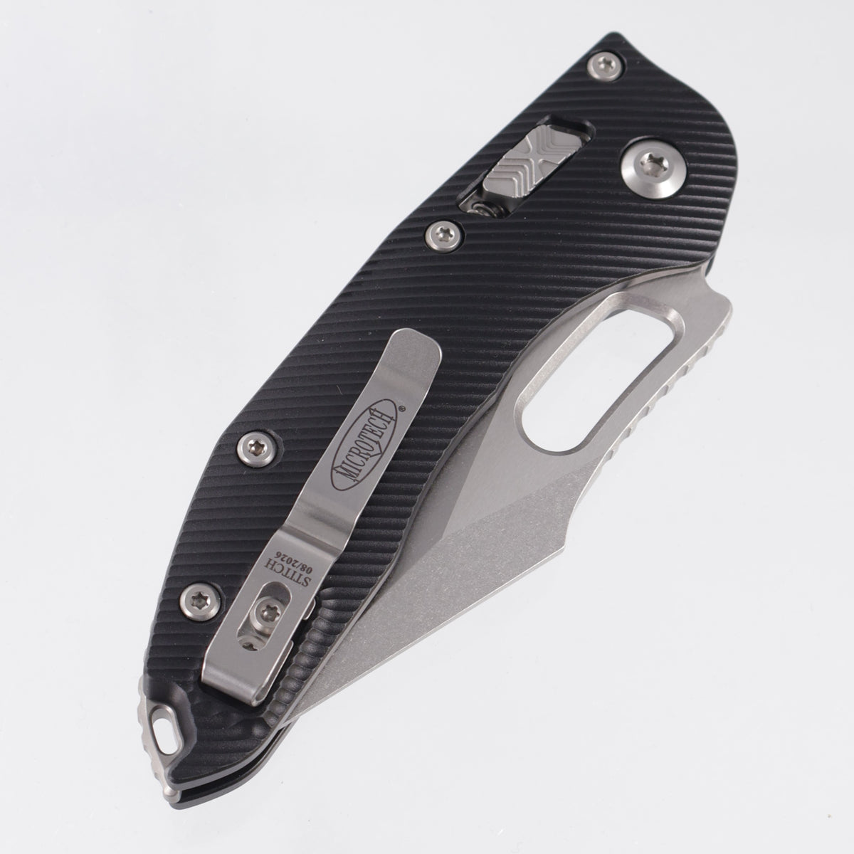 Microtech Stitch Ram-Lok - Black Fluted Aluminum - Stonewash M390MK - 169RL-10 FL