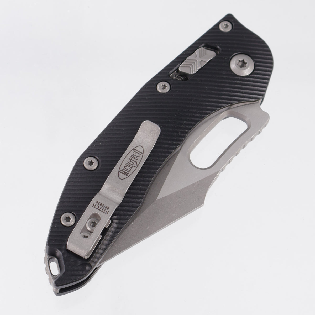 Microtech Stitch Ram-Lok - Black Fluted Aluminum - Apocalyptic M390MK - 169RL-10 APFL