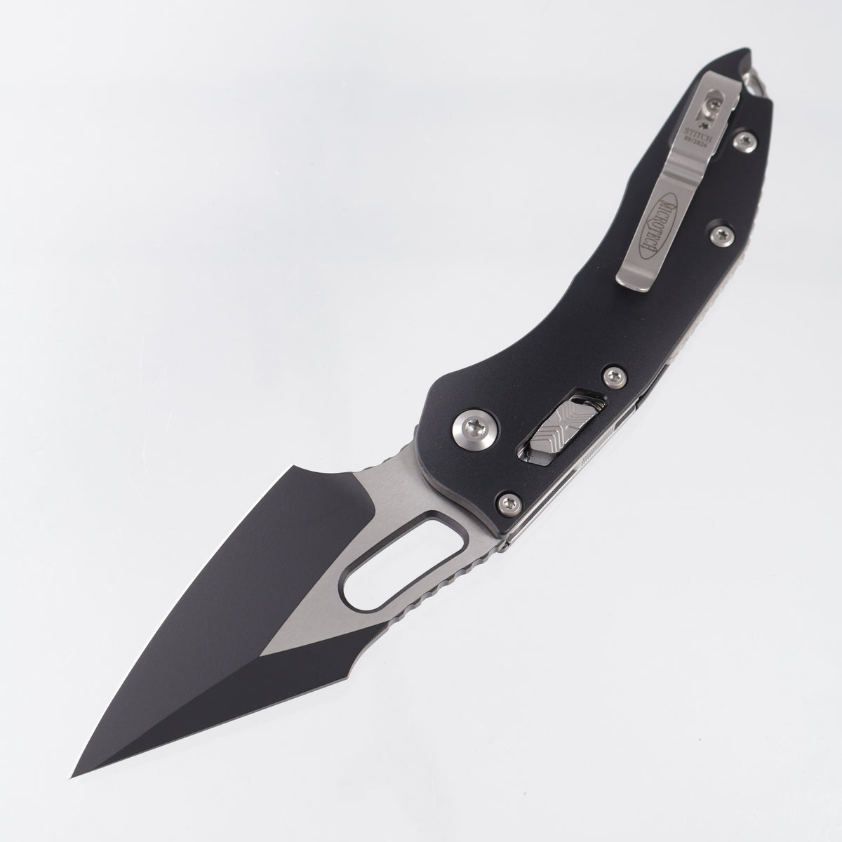 Microtech Stitch Ram-Lok - Black Smooth Aluminum - Black Standard M390MK - 169RL-1