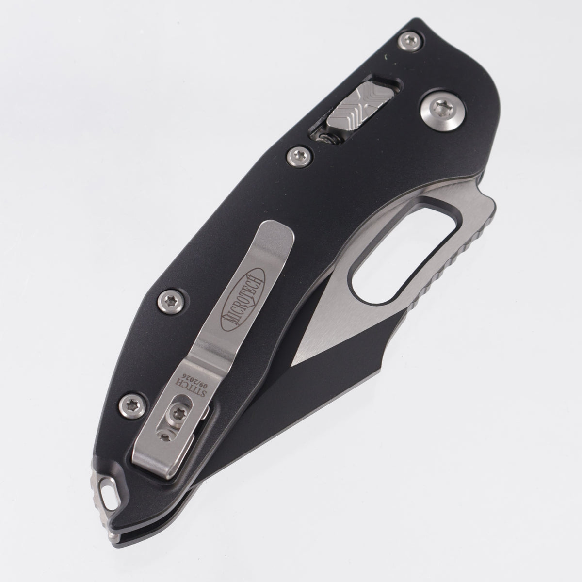 Microtech Stitch Ram-Lok - Black Smooth Aluminum - Black Standard M390MK - 169RL-1