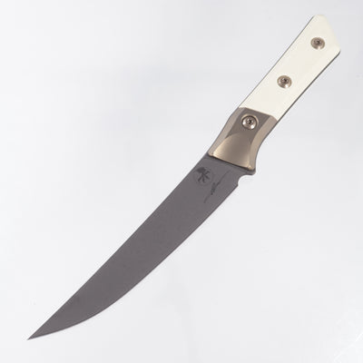 Microtech Boning Knife Signature Series - Ivory G10 w/ Bronze Titanium Bolsters - Stonewash M390MK - 3100B-1DLCIVS