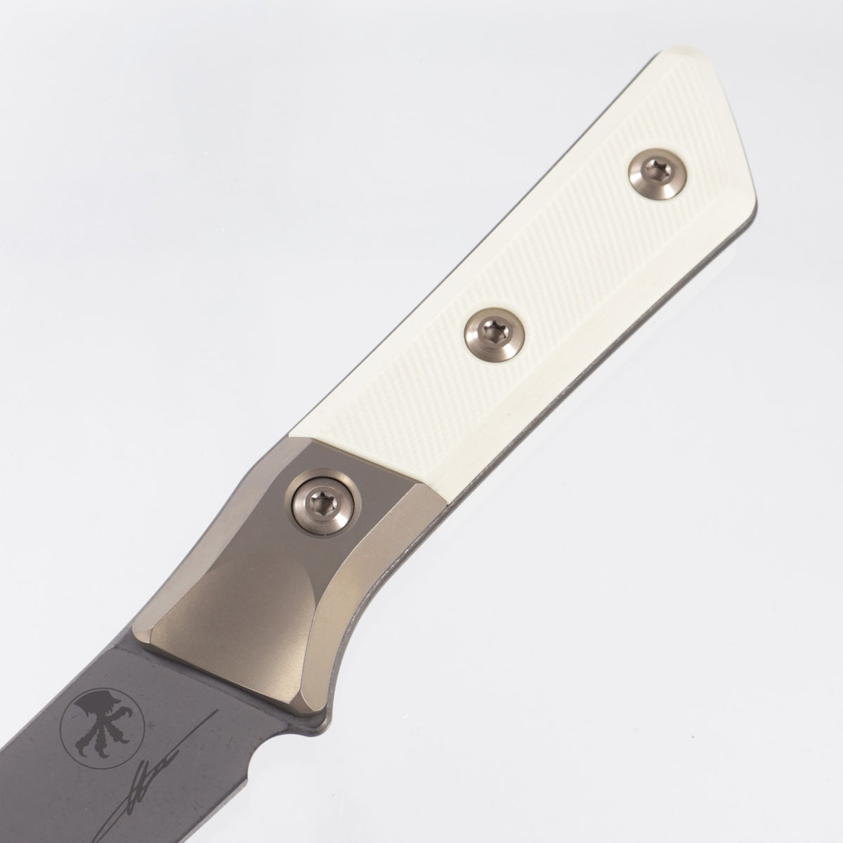 Microtech Boning Knife Signature Series - Ivory G10 w/ Bronze Titanium Bolsters - Stonewash M390MK - 3100B-1DLCIVS