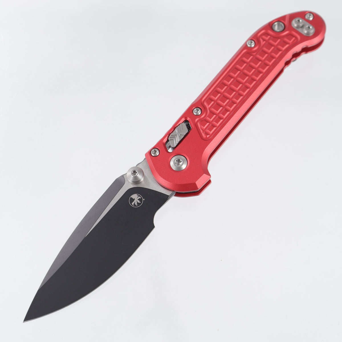 Microtech LUDT Ram-Lok Single Edge - Red Frag Aluminum - Black Standard M390MK - 1135RL-1 FRRD