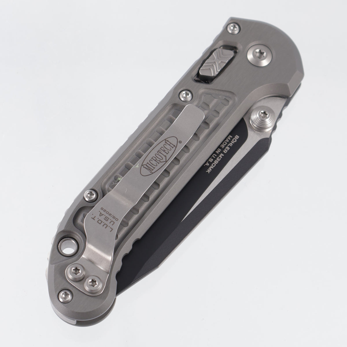 Microtech LUDT Ram-Lok Tanto - Natural Clear Frag Aluminum - Black Standard M390MK - 1136RL-1 FRNC