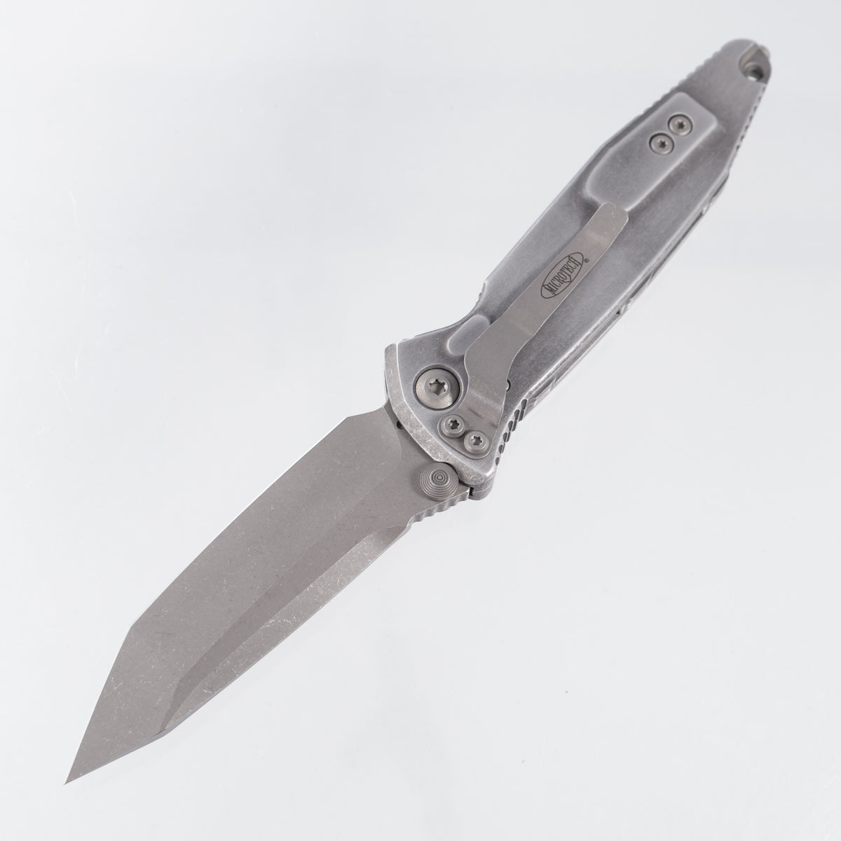 Microtech Socom Elite Tanto - Weathered Metal Aluminum - Apocalyptic M390MK - 161-10 APWME