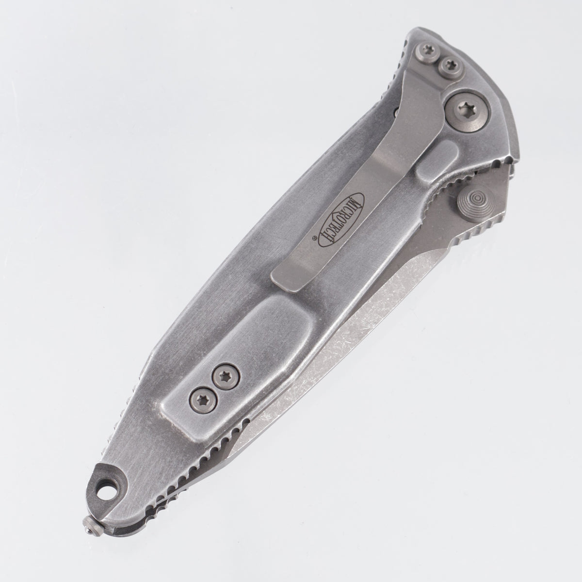 Microtech Socom Elite Tanto - Weathered Metal Aluminum - Apocalyptic M390MK - 161-10 APWME