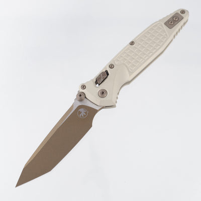 Microtech Socom Elite Ram-Lok Tanto - Champagne Frag Aluminum w/ Bronze Apocalytic Accents - Gold Standard M390MK - 161RL-1 FRCG-C19Z23