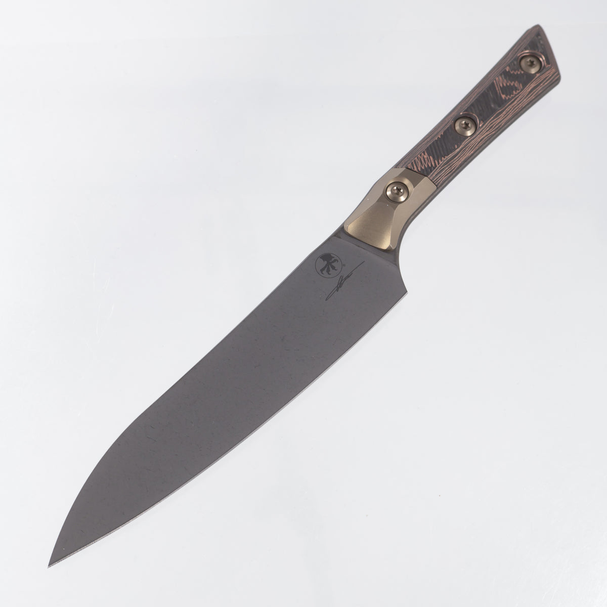 Microtech Utility Knife - Livewire Copper Carbon Fiber w/ Bronze Titanium Bolsters - DLC M390MK - 3400B-1 DLCCFS