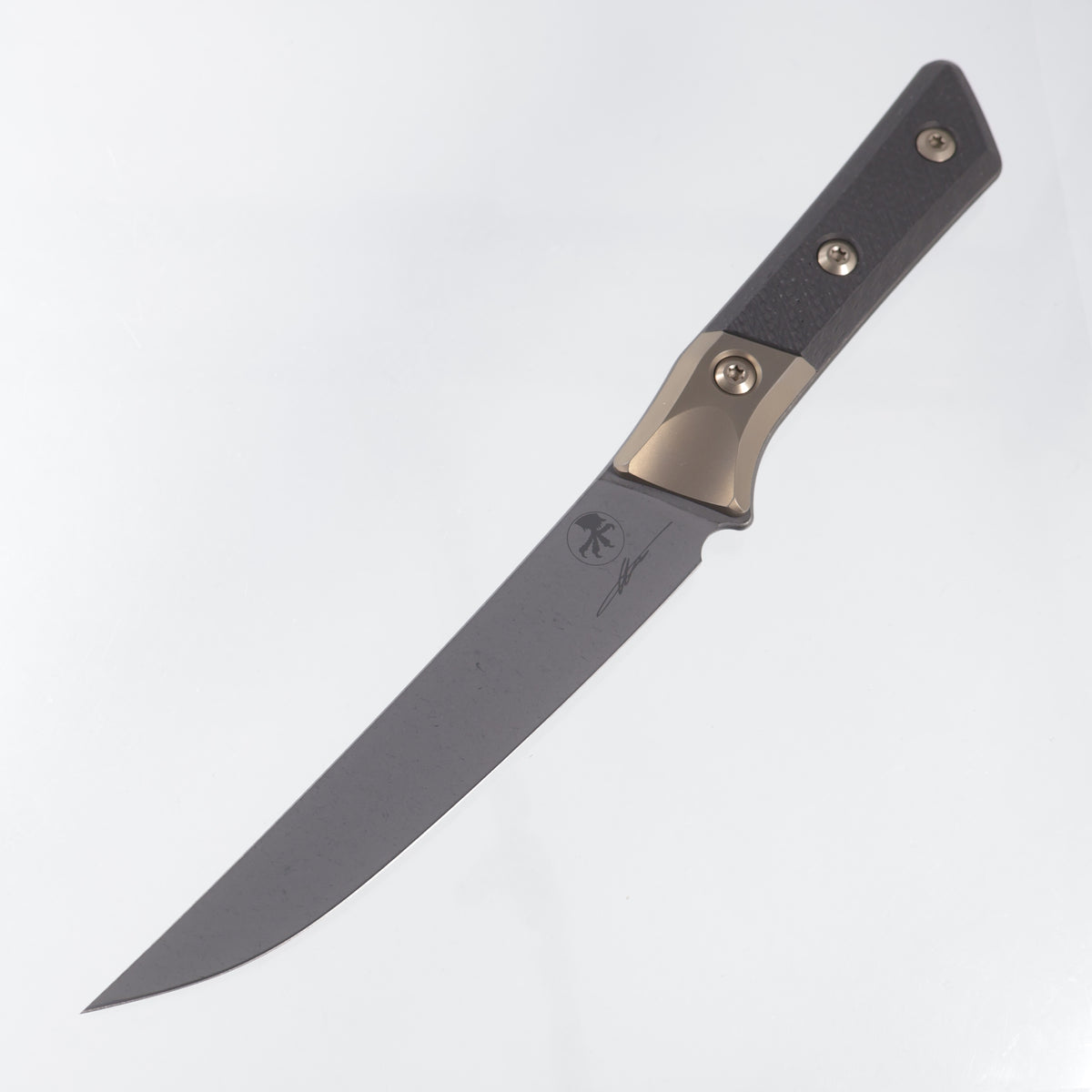 Microtech Boning Knife Signature Series - Carbon Fiber w/ Bronze Titanium Bolsters - DLC M390MK - 3100B-1DLCCFS