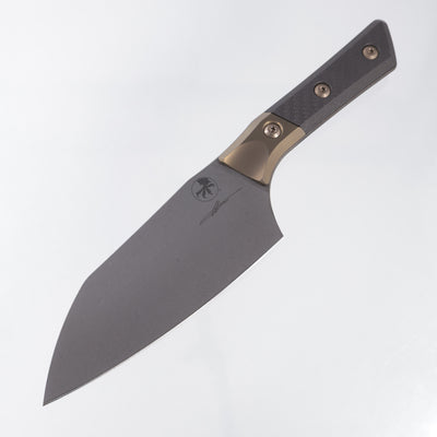 Microtech Santoku 6" Signature Series - Carbon Fiber w/ Bronze Titanium Bolster  - DLC M390MK - 3200B-1DLCCFS