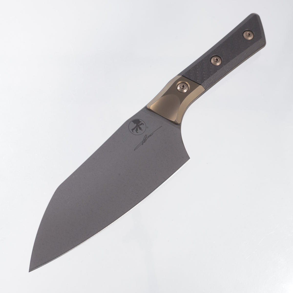 Microtech Santoku 6" Signature Series - Carbon Fiber w/ Bronze Titanium Bolster  - DLC M390MK - 3200B-1DLCCFS