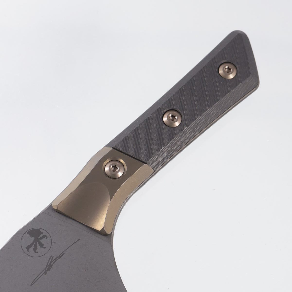 Microtech Santoku 6" Signature Series - Carbon Fiber w/ Bronze Titanium Bolster  - DLC M390MK - 3200B-1DLCCFS