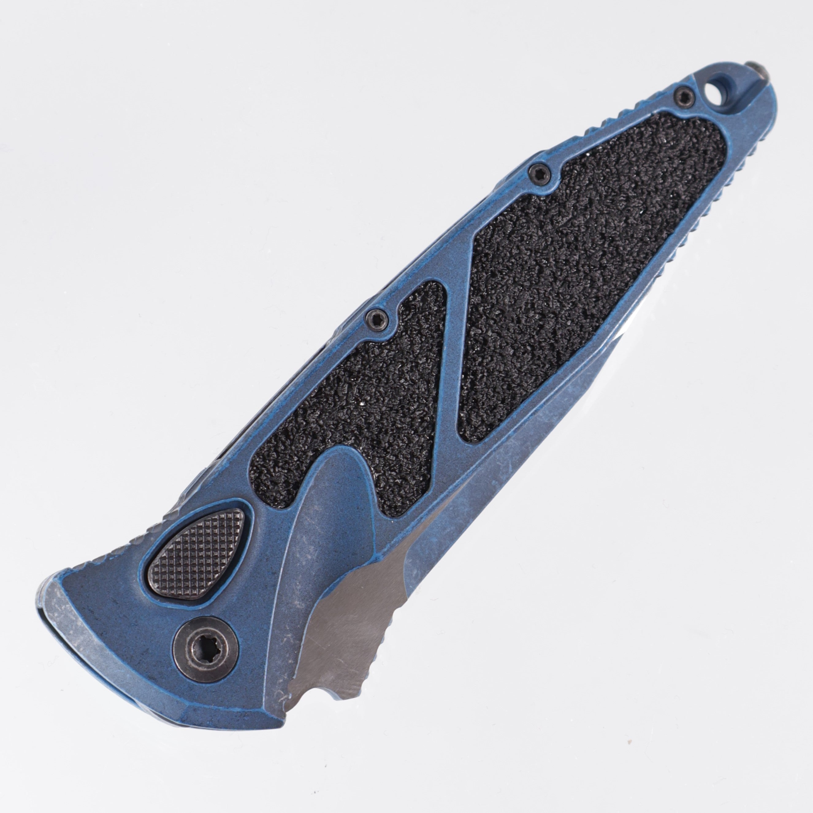 Microtech Socom Auto - Weathered Blue - Clip Point M390MK - 160A-1 WBL