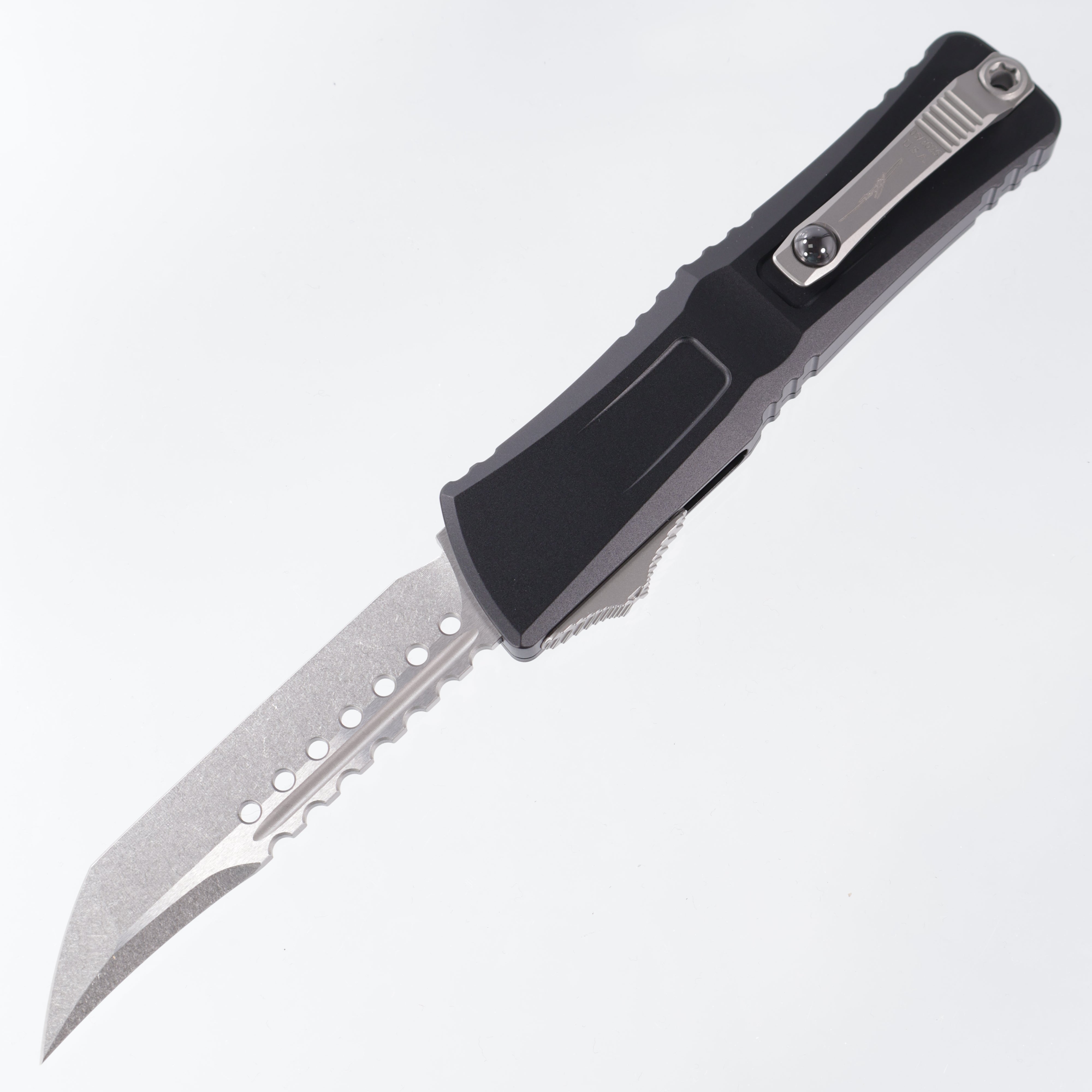 Microtech Combat Troodon Gen 3 - Hellhound Stonewash M390MK - Black Aluminum - Signature Series - Gen III 1219-10 S