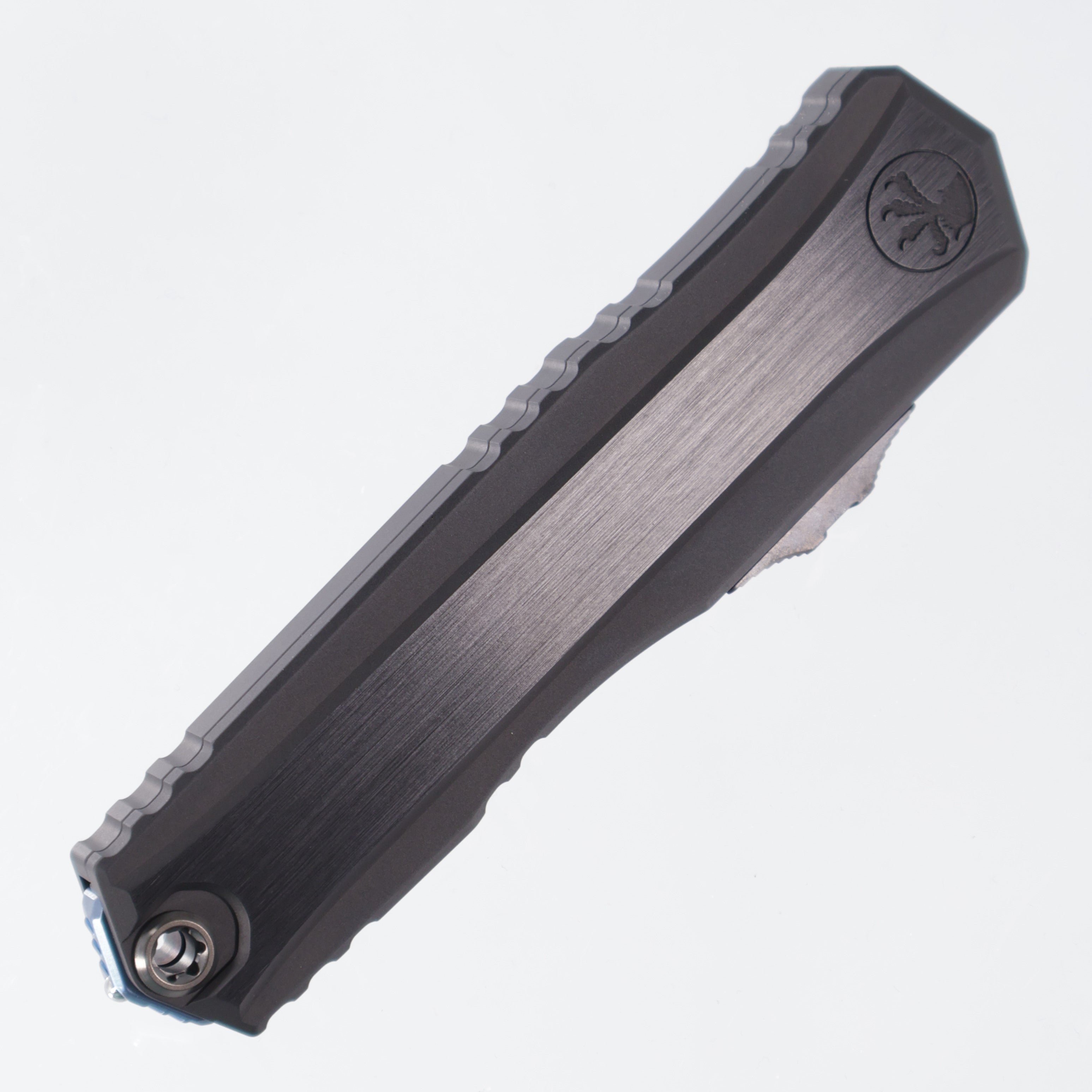 Microtech Cypher 2 - Blued Baker Forge Damascus & Hefted Alloy Handle - Blue Ti Accents & DLC Hardware - Marfione Select - II 1242-16MS4