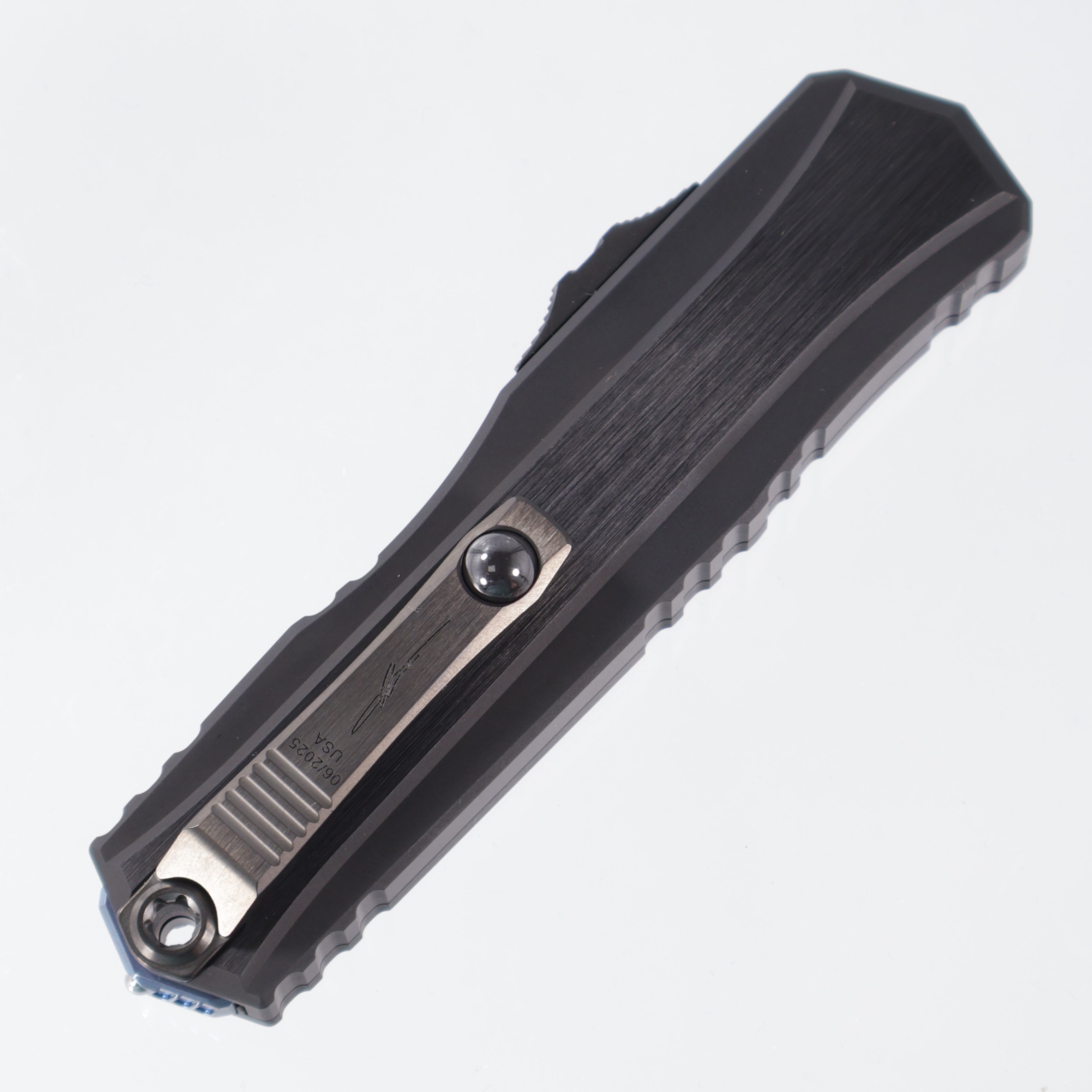 Microtech Cypher 2 - Blued Baker Forge Damascus & Hefted Alloy Handle - Blue Ti Accents & DLC Hardware - Marfione Select - II 1242-16MS4
