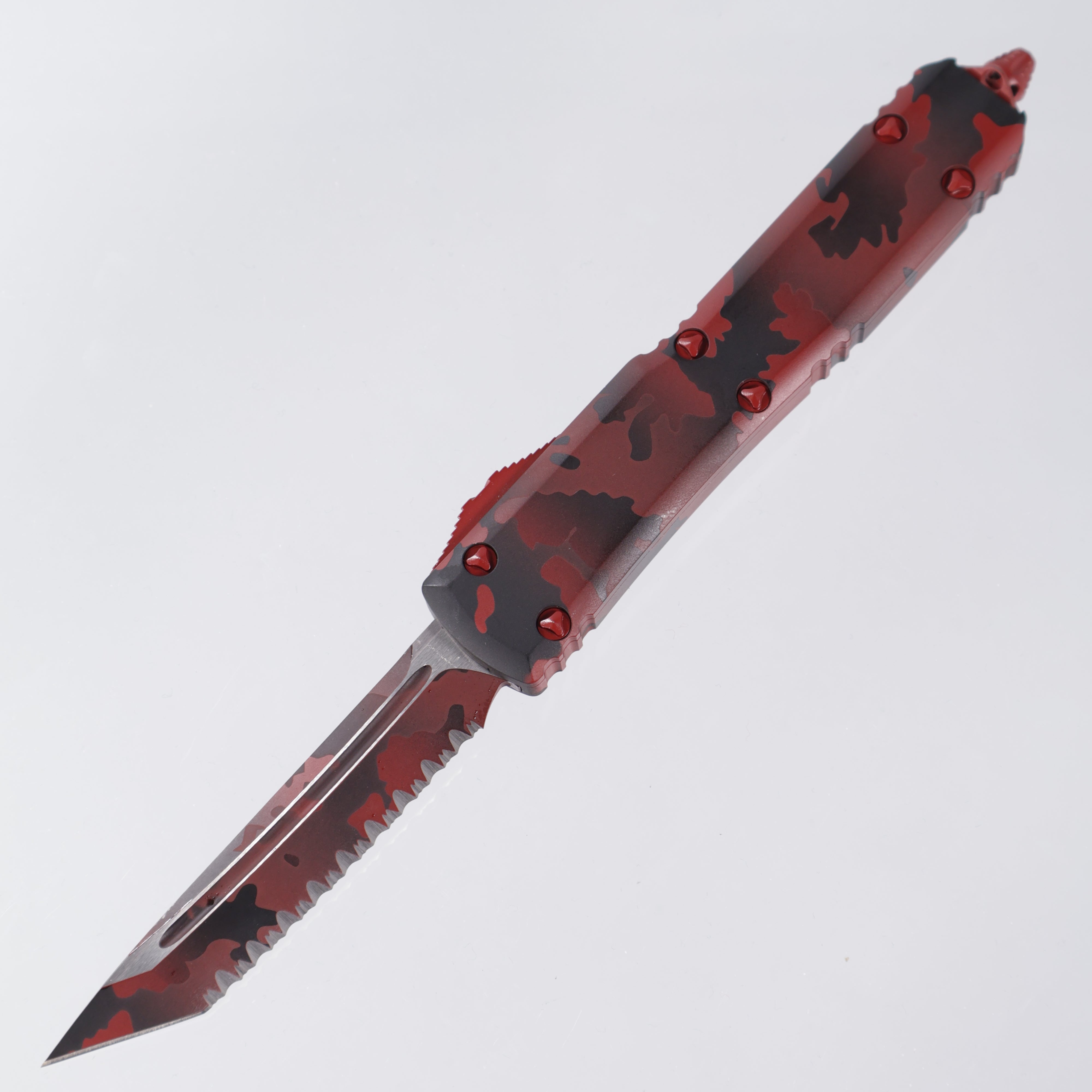 Microtech Ultratech T/E - Red Camo - Full Serrated - Red Camo Blade - Signature Series - 123-3 RCS