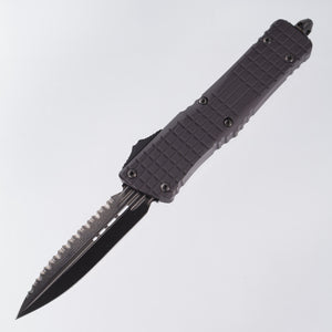 Microtech Combat Troodon Delta D/E Shadow - Black Handle & Blade Double Partial Serrations - 142-2CT-DSH