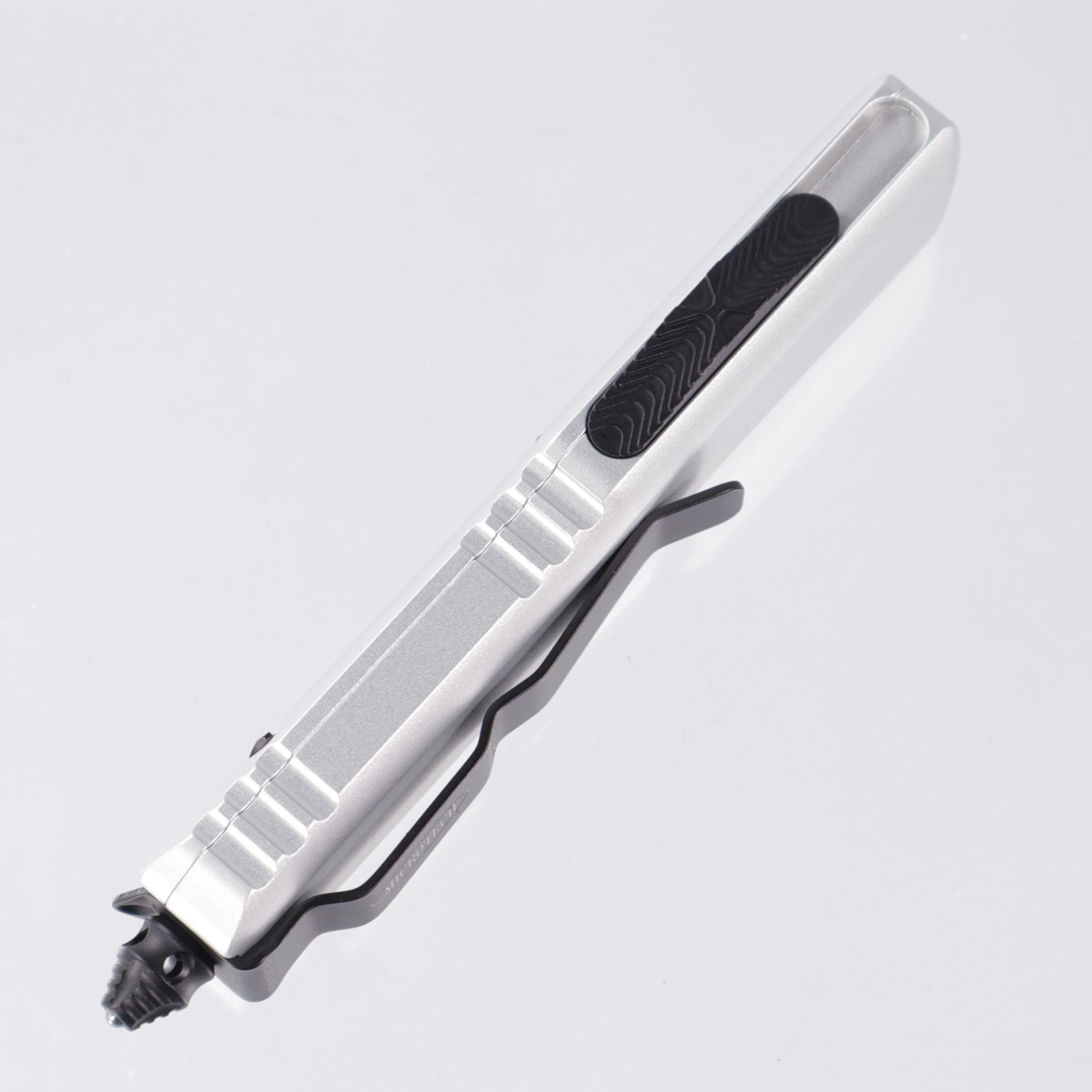 Microtech UTX-85 - Clear Aluminum Handle - Black Double Edge, Partial Serrate M390 - 232-2 CR