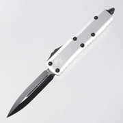 Microtech UTX-85 - Black Double Edge M390 - Clear Aluminum - 232-1 CR