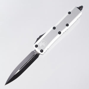 Microtech UTX-85 - Black Double Edge M390 - Clear Aluminum - 232-1 CR