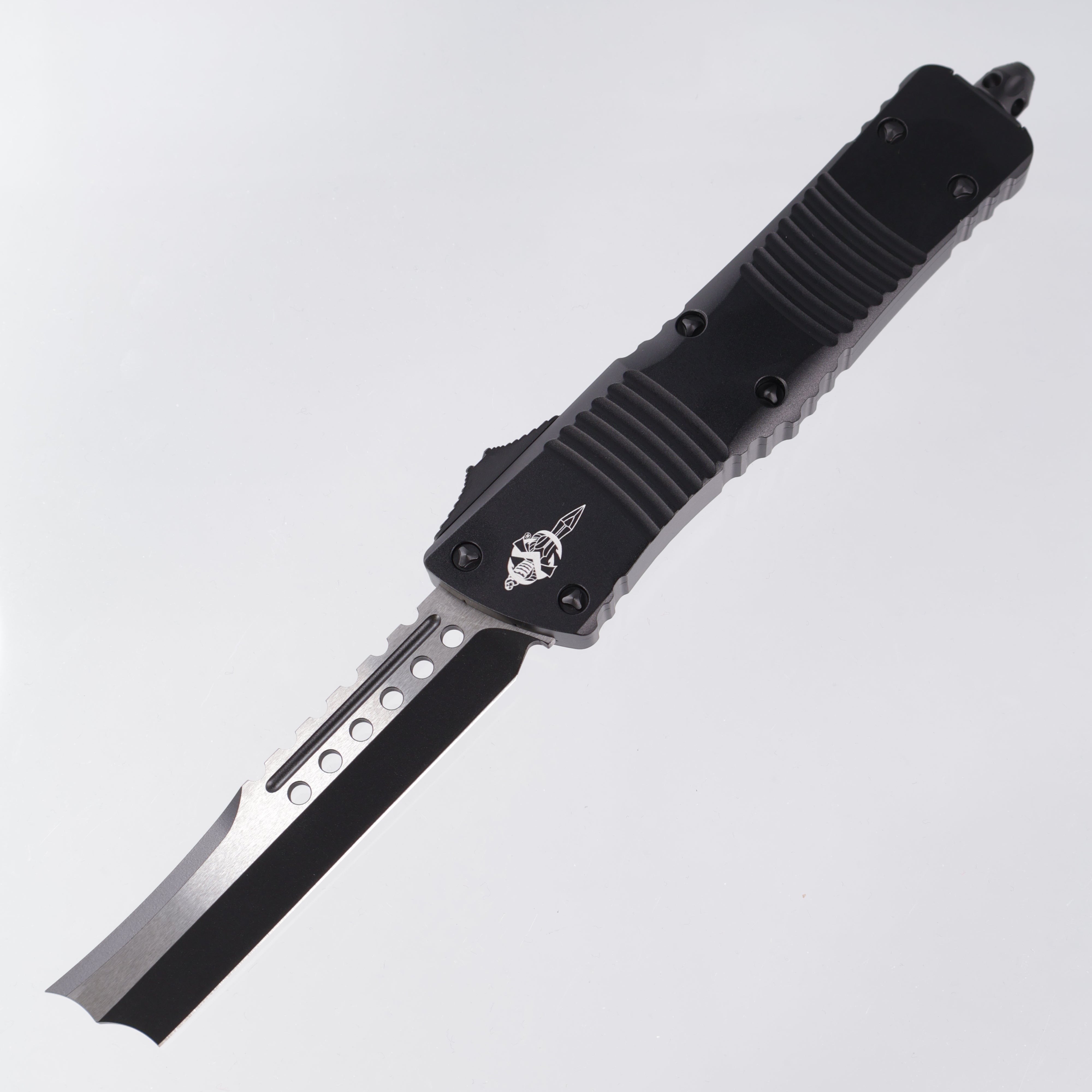 Microtech Signature Series Combat Troodon - Black Hellhound Razor Blade - Black Aluminum Handles - 219R-1 TS