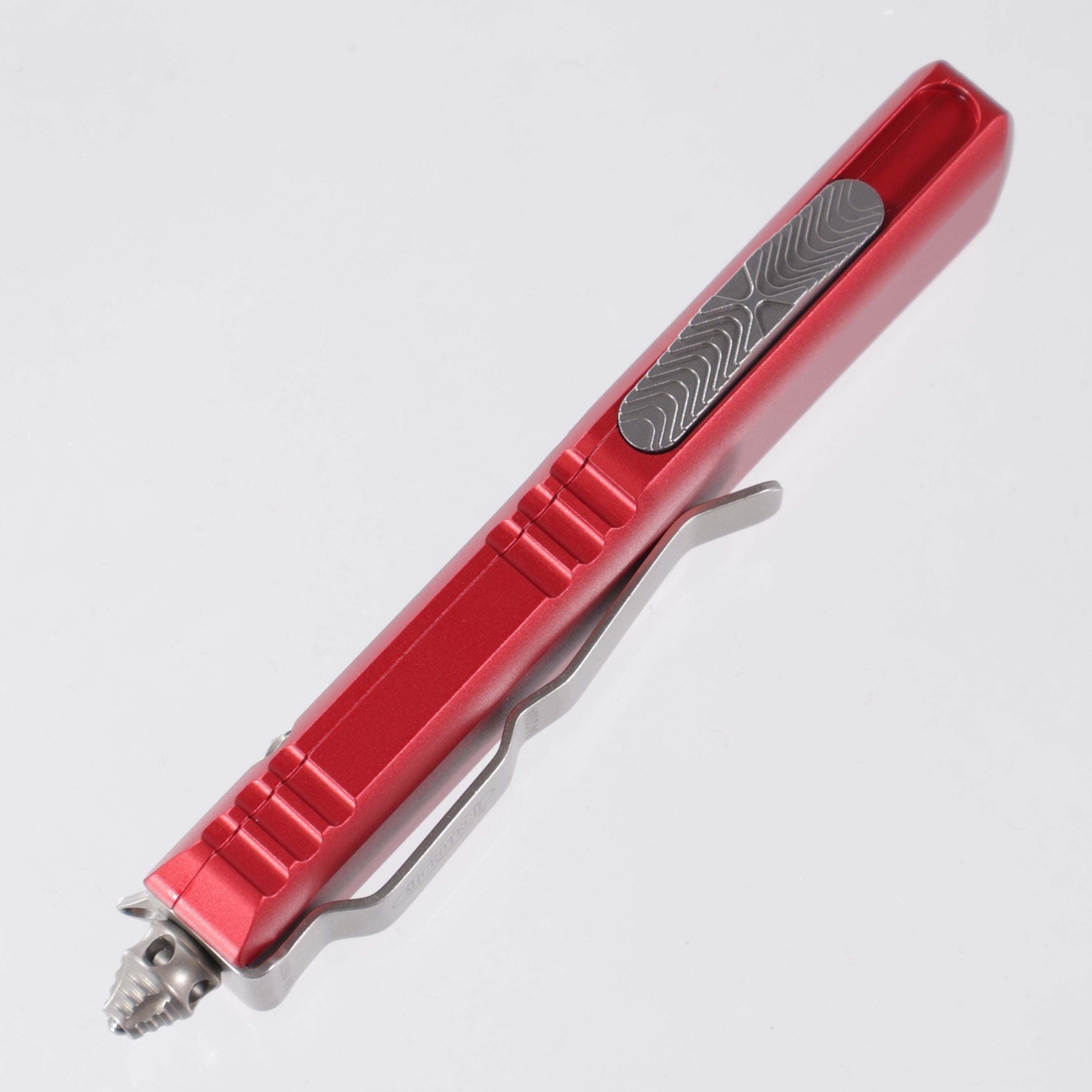 Microtech UTX-85 - Double Edge Satin M90 - Red Aluminum - 232-4 RD