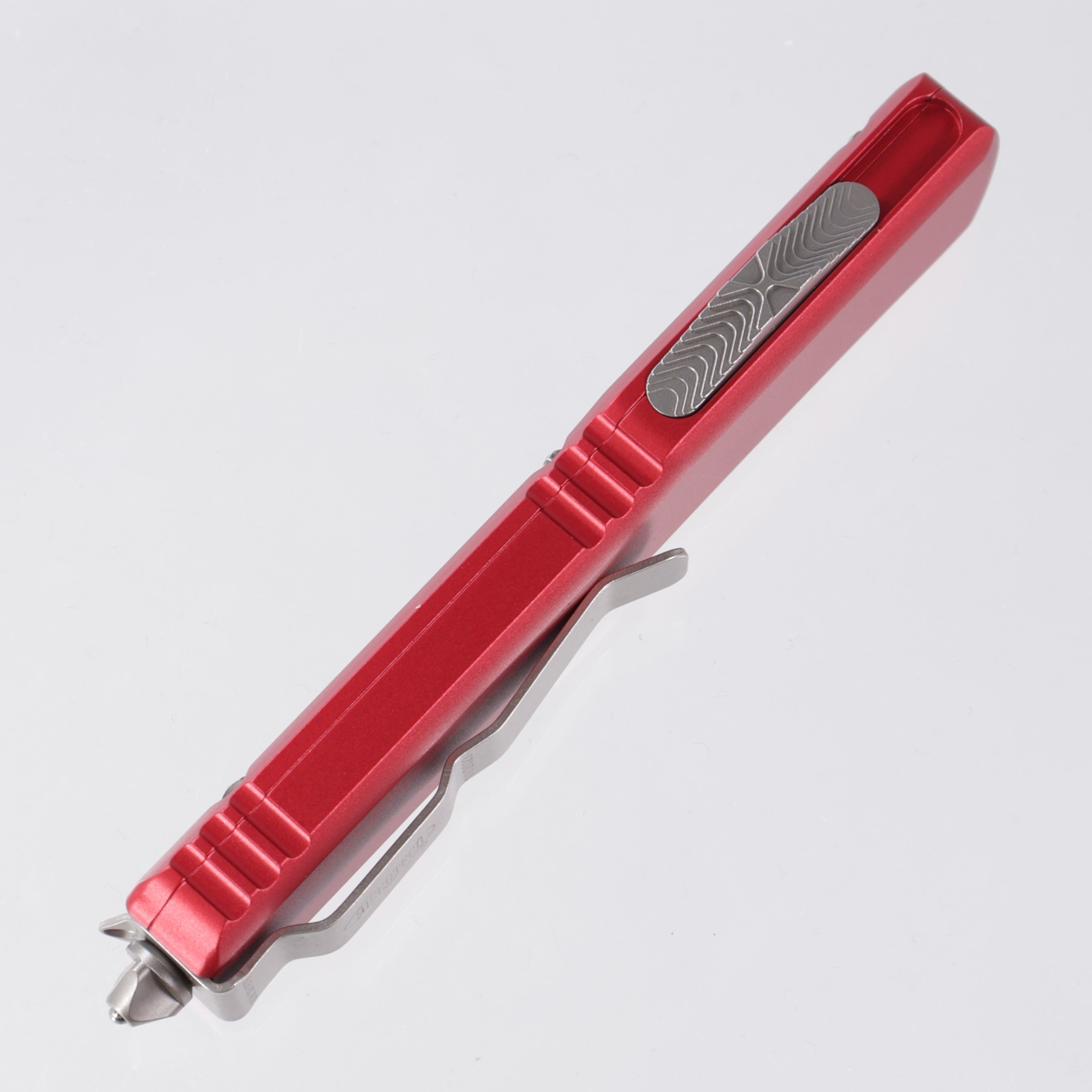 Microtech Ultratech - Red Aluminum - Double Edge Stonewash, Partial Serrate M390 - 122-11 RD