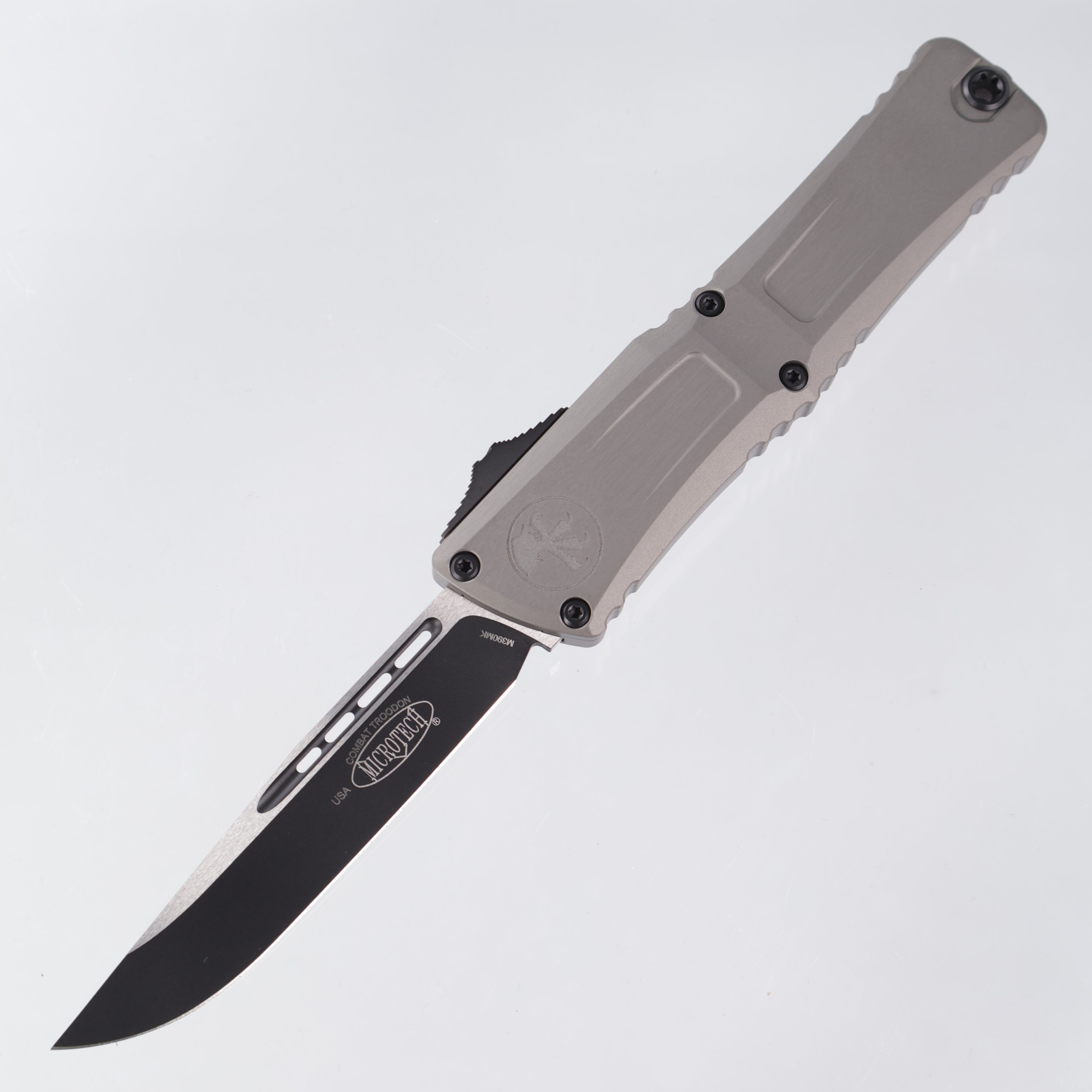 Microtech Combat Troodon Gen 3 - Black Single Edge M390MK - Natural Clear Aluminum - Gen III 1143-1 NC