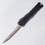 Microtech Combat Troodon Gen 3 - Double Edge Full Serrate, Stonewash M390MK - Black Aluminum - Gen III 1142-12