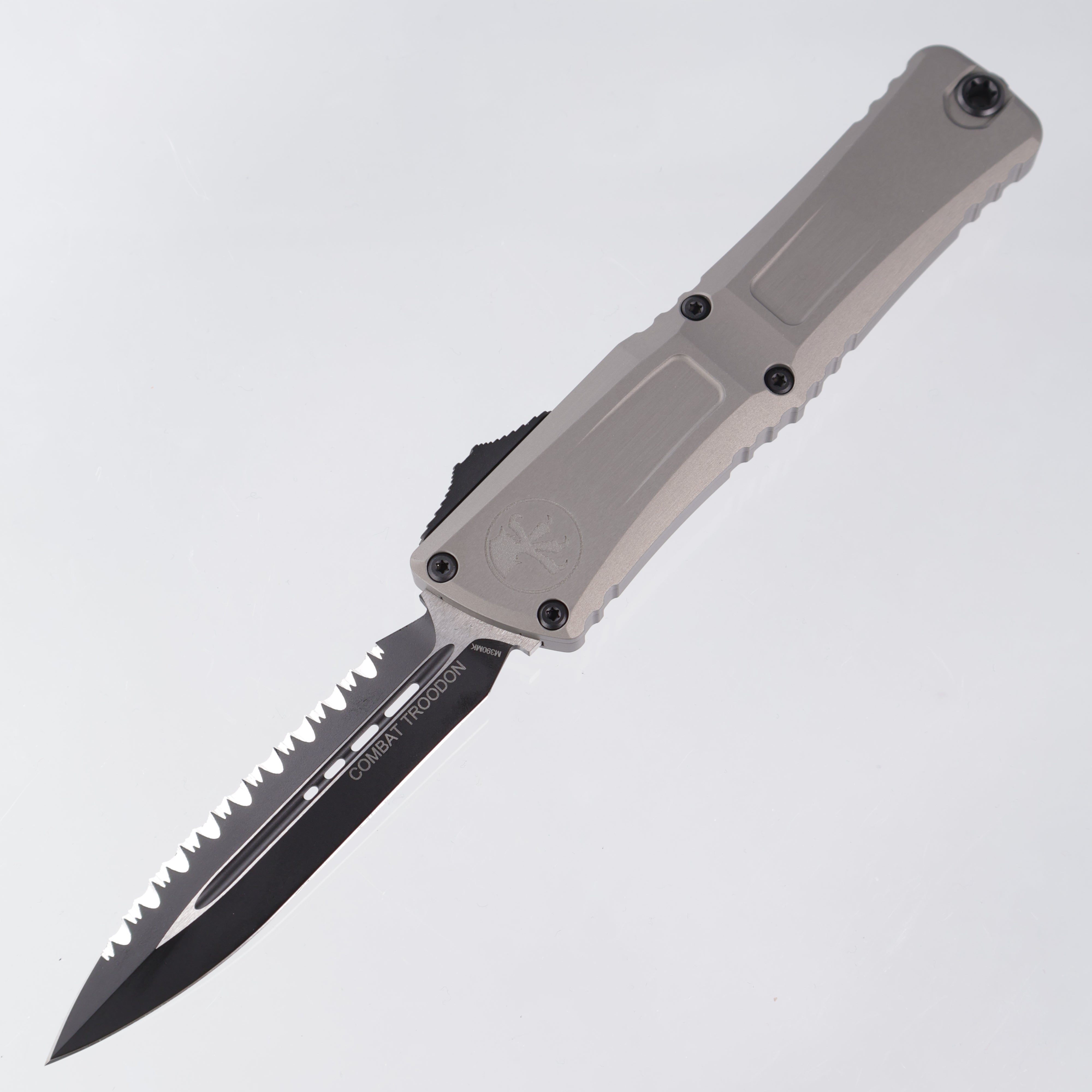 Microtech Combat Troodon Gen 3 - Black Double Edge, Full Serrated Natural Clear - Gen III 1142-3 NC