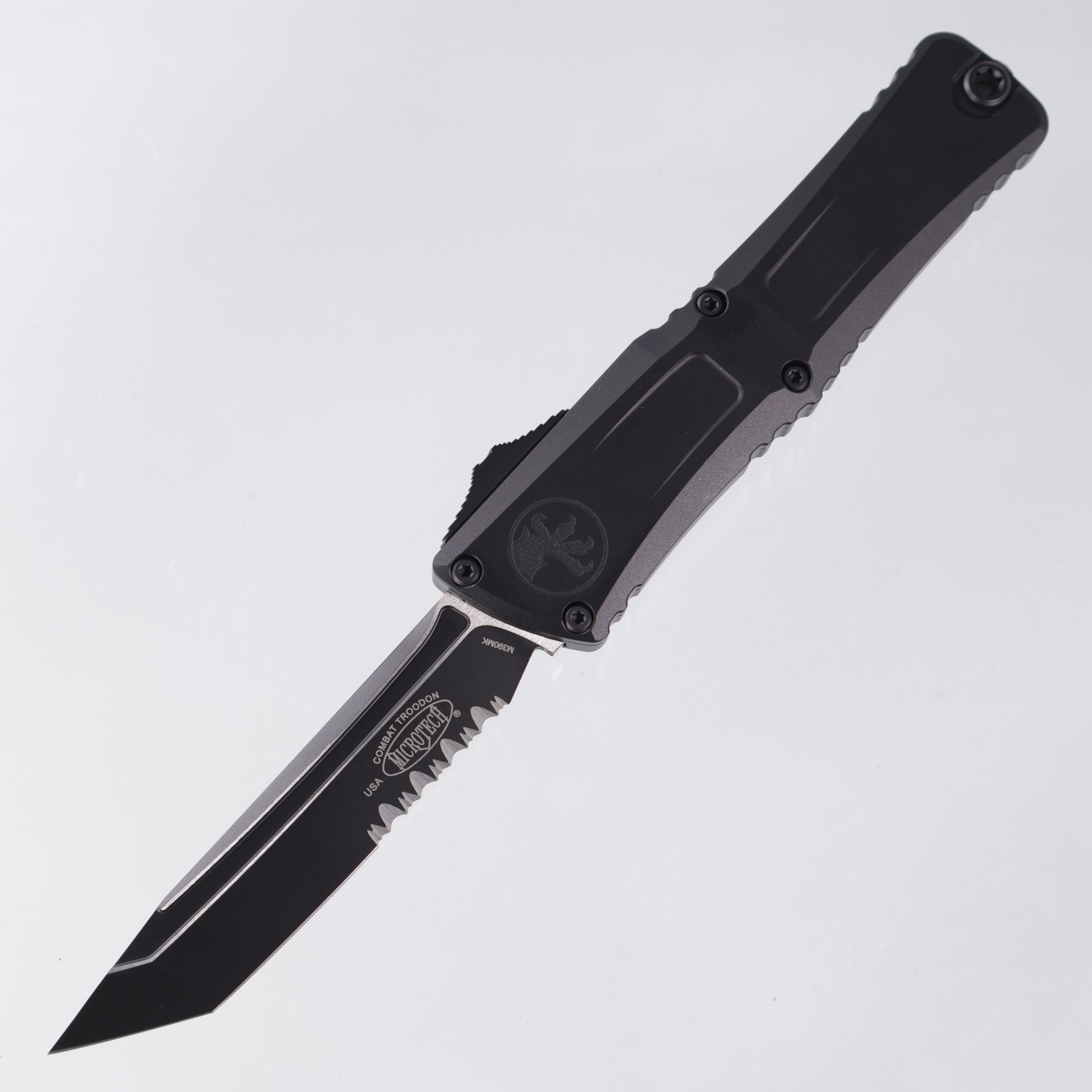 Microtech Combat Troodon Gen 3 - Black Tanto, Partial Serrate M390MK - Black Aluminum - Gen III 1144-2 T