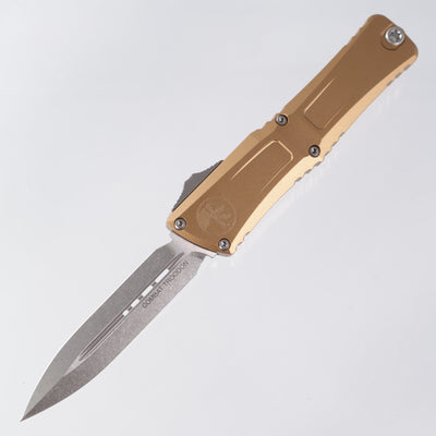 Microtech Combat Troodon Gen 3 - Double Edge Stonewash M390MK - Tan Aluminum - Gen III 1142-10 TA