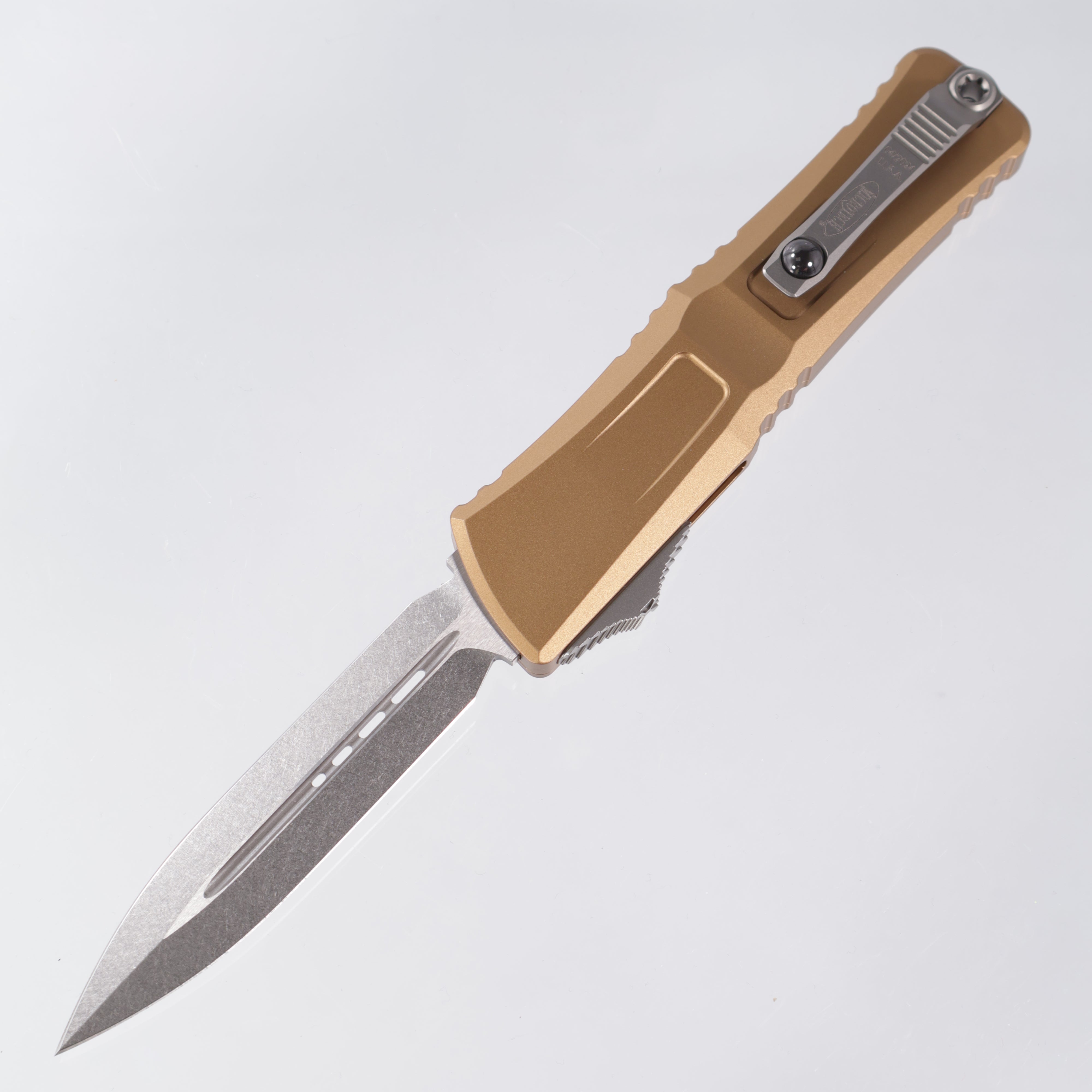 Microtech Combat Troodon Gen 3 - Double Edge Stonewash M390MK - Tan Aluminum - Gen III 1142-10 TA