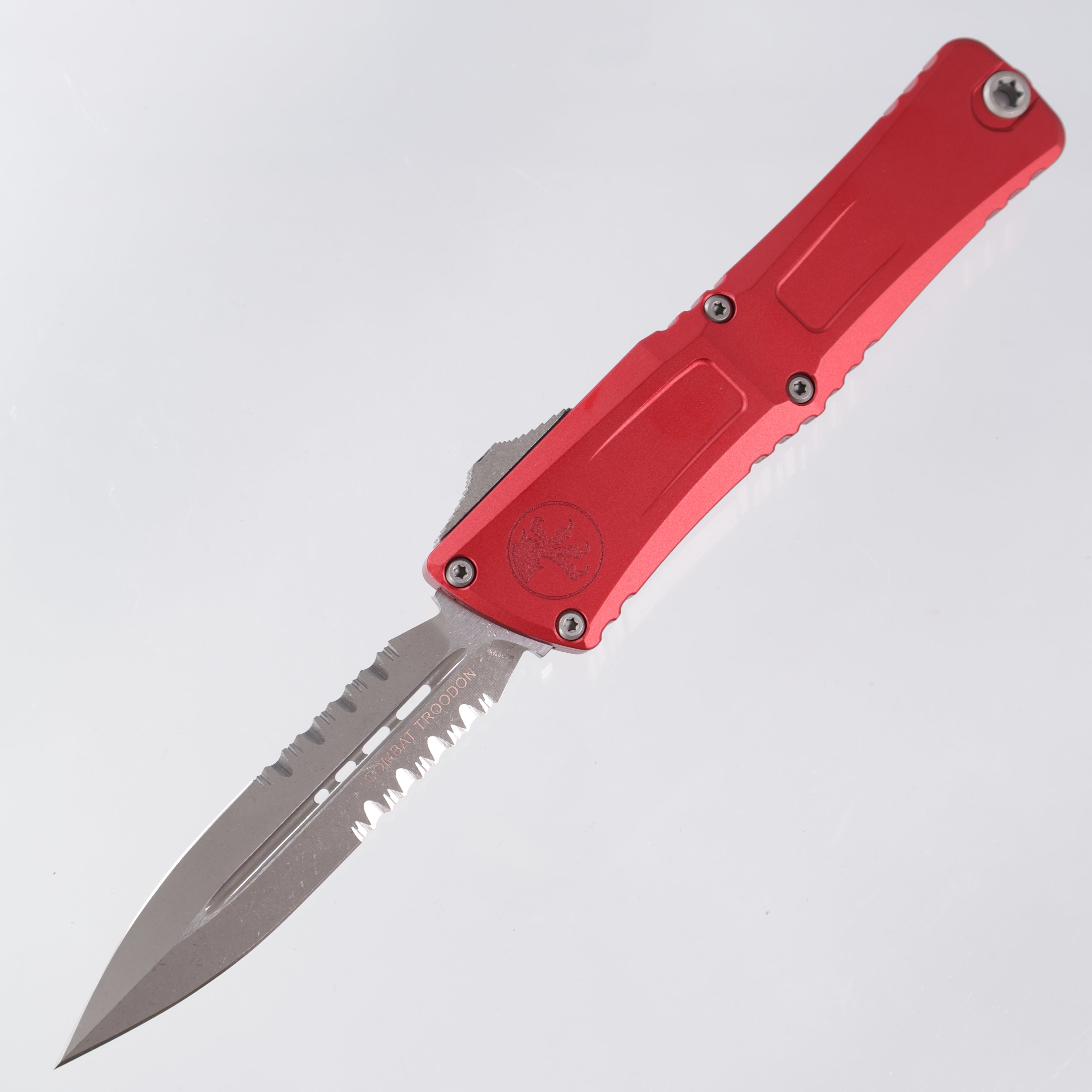 Microtech Combat Troodon Gen 3 - Double Edge Apocalyptic, Partial Serrated M390MK - Red Aluminum - Gen III 1142-11 APRD