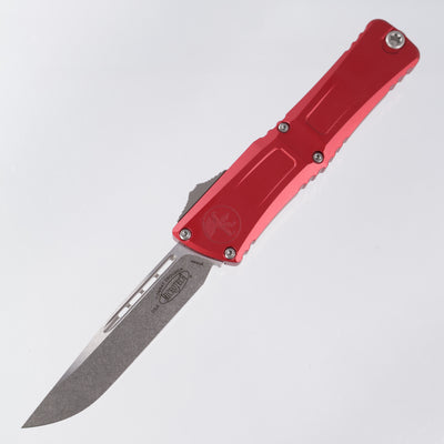 Microtech Combat Troodon Gen 3 - Stonewash Single Edge M390MK - Red Aluminum - Gen III 1143-10 RD