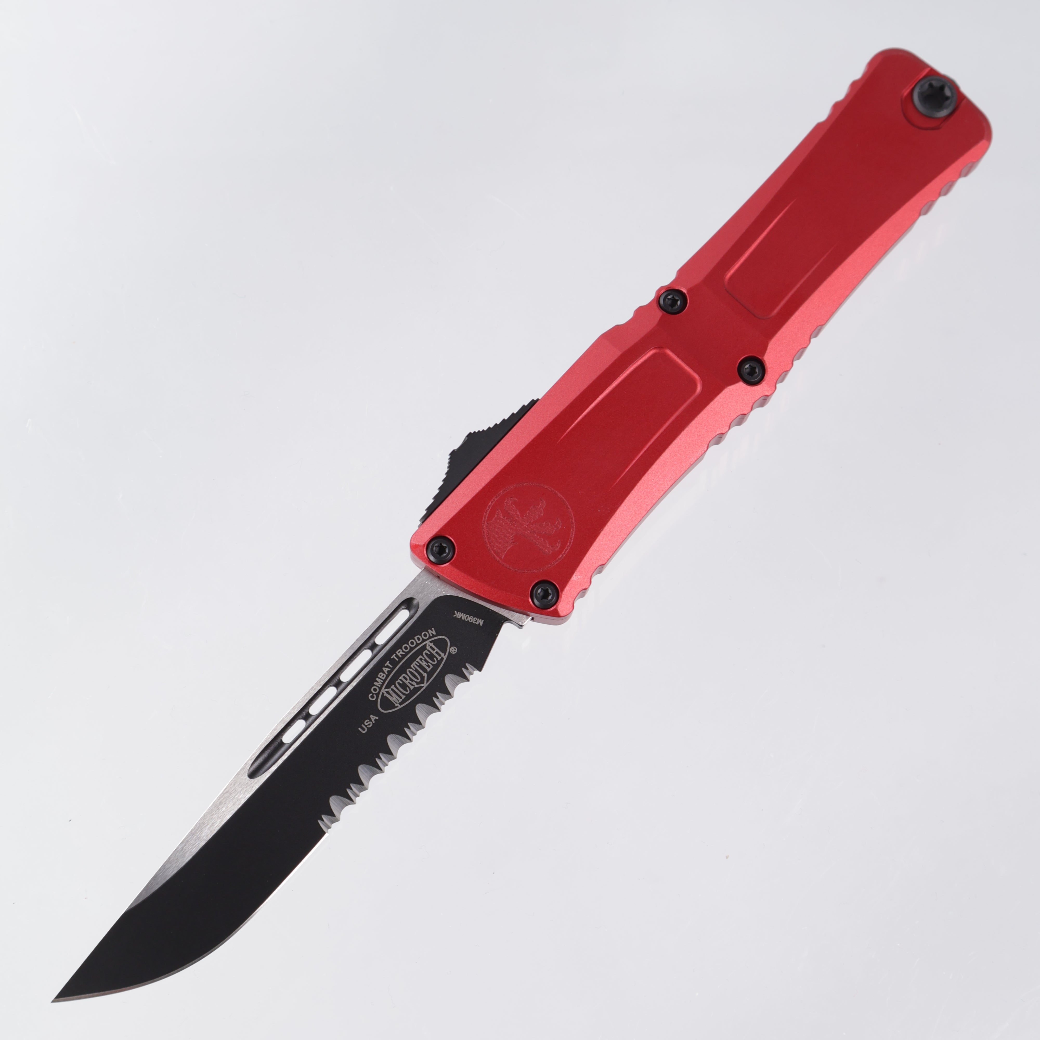 Microtech Combat Troodon Gen 3 - Black Single Edge, Partial Serrate M390MK - Red Aluminum - Gen III 1143-2 RD