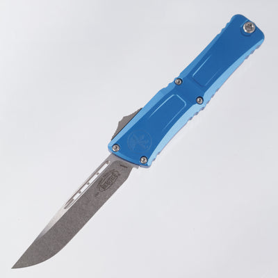 Microtech Combat Troodon Gen 3 - Stonewash Single Edge M390MK - Blue Aluminum - Gen III 1143-10 BL