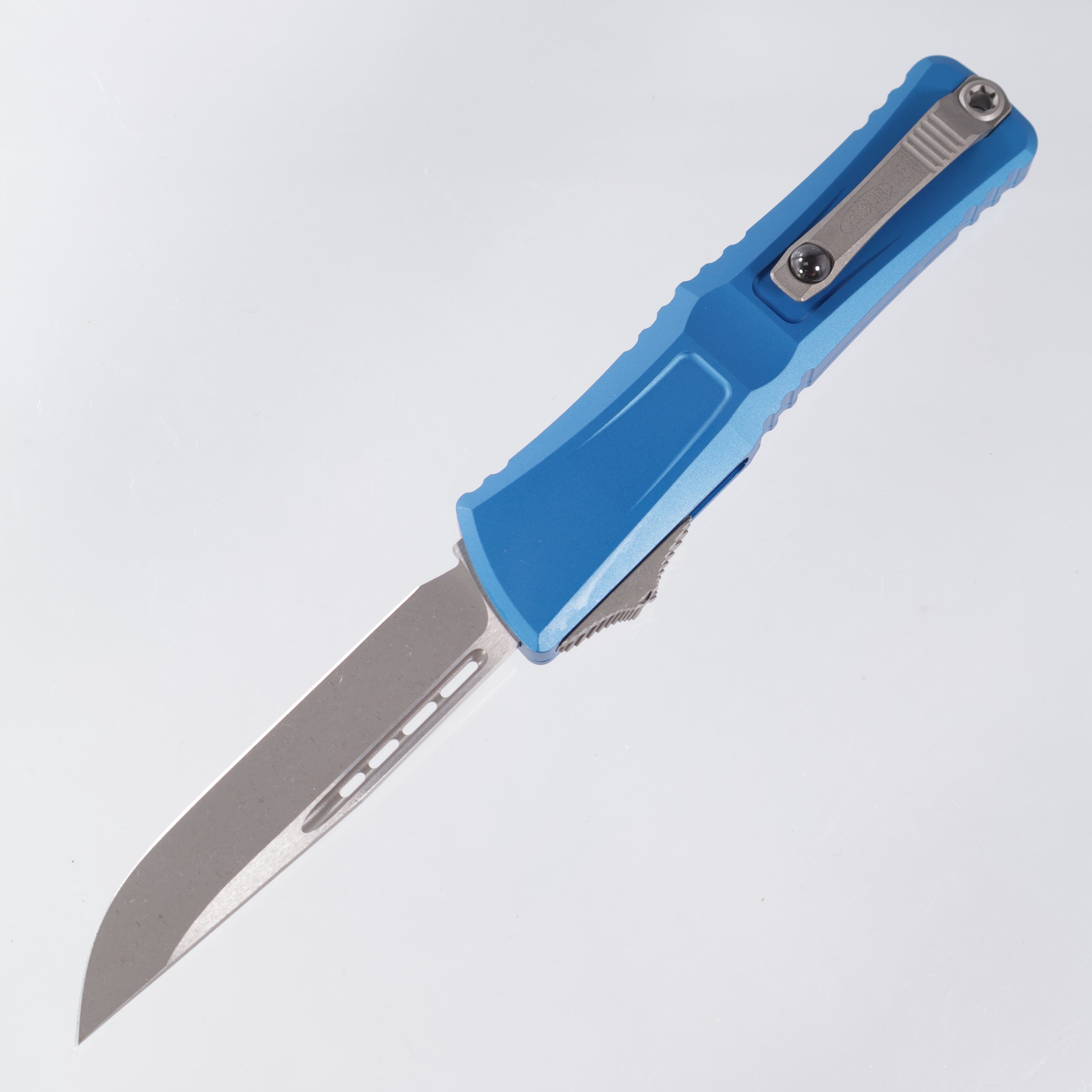 Microtech Combat Troodon Gen 3 - Apocalyptic Single Edge M390MK - Blue Aluminum - Gen III 1143-10 APBL