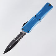Microtech Combat Troodon Gen 3 - Black Double Edge, Partial Serrated M390MK - Blue Aluminum - Gen III 1142-2 BL
