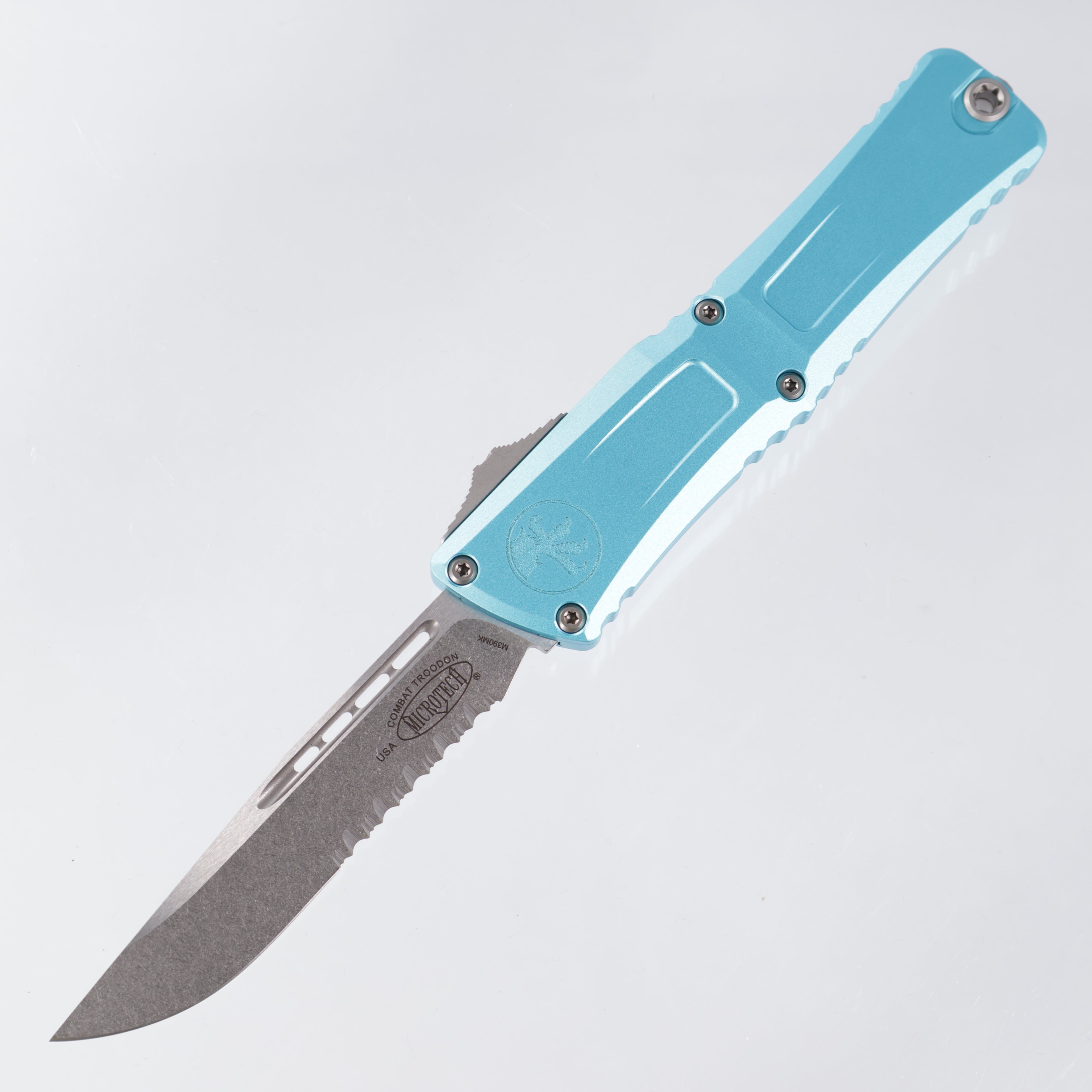 Microtech Combat Troodon Gen 3 - Single Edge Stonewash M390MK - Turquoise Aluminum - Gen III 1143-11 TQ