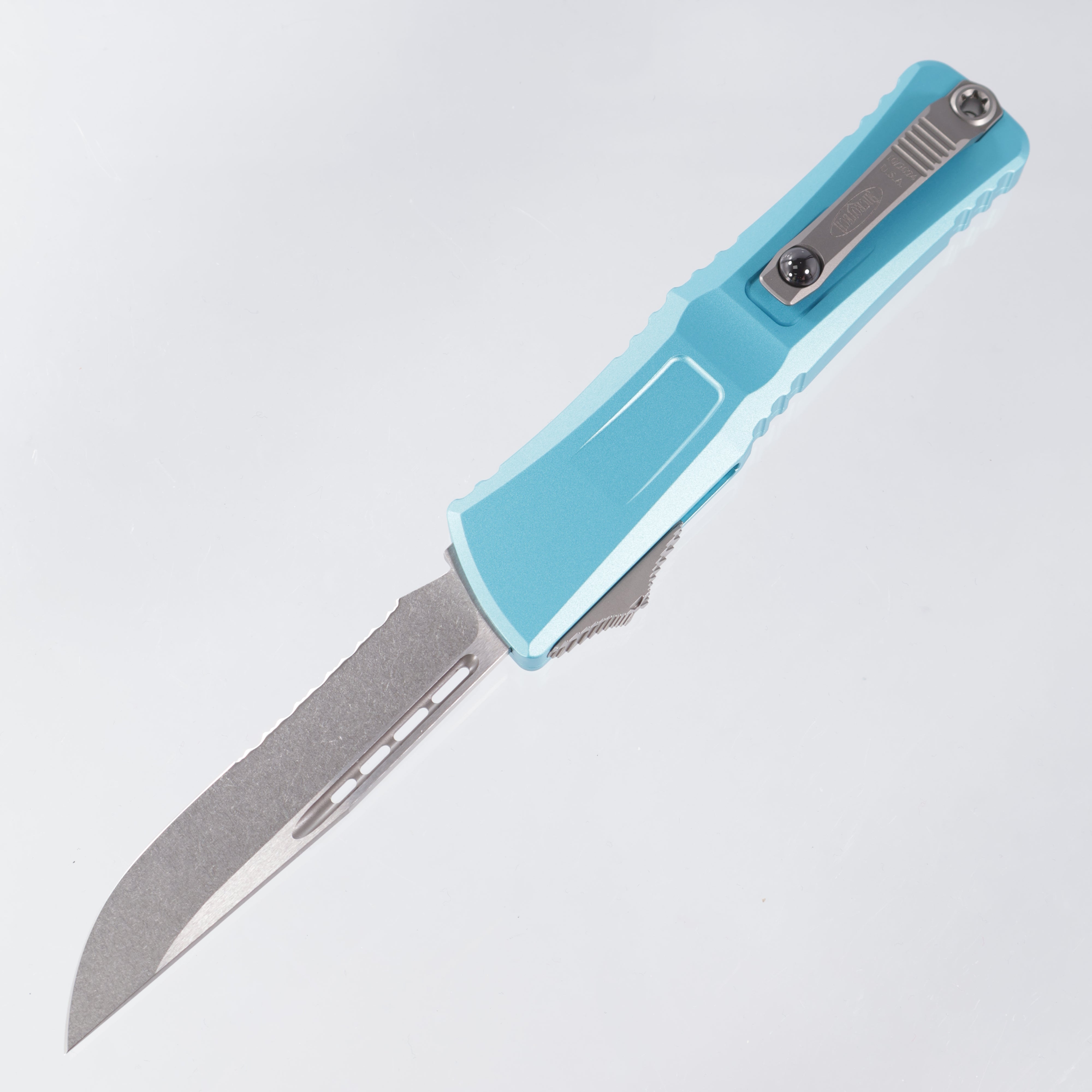 Microtech Combat Troodon Gen 3 - Single Edge Stonewash M390MK - Turquoise Aluminum - Gen III 1143-11 TQ