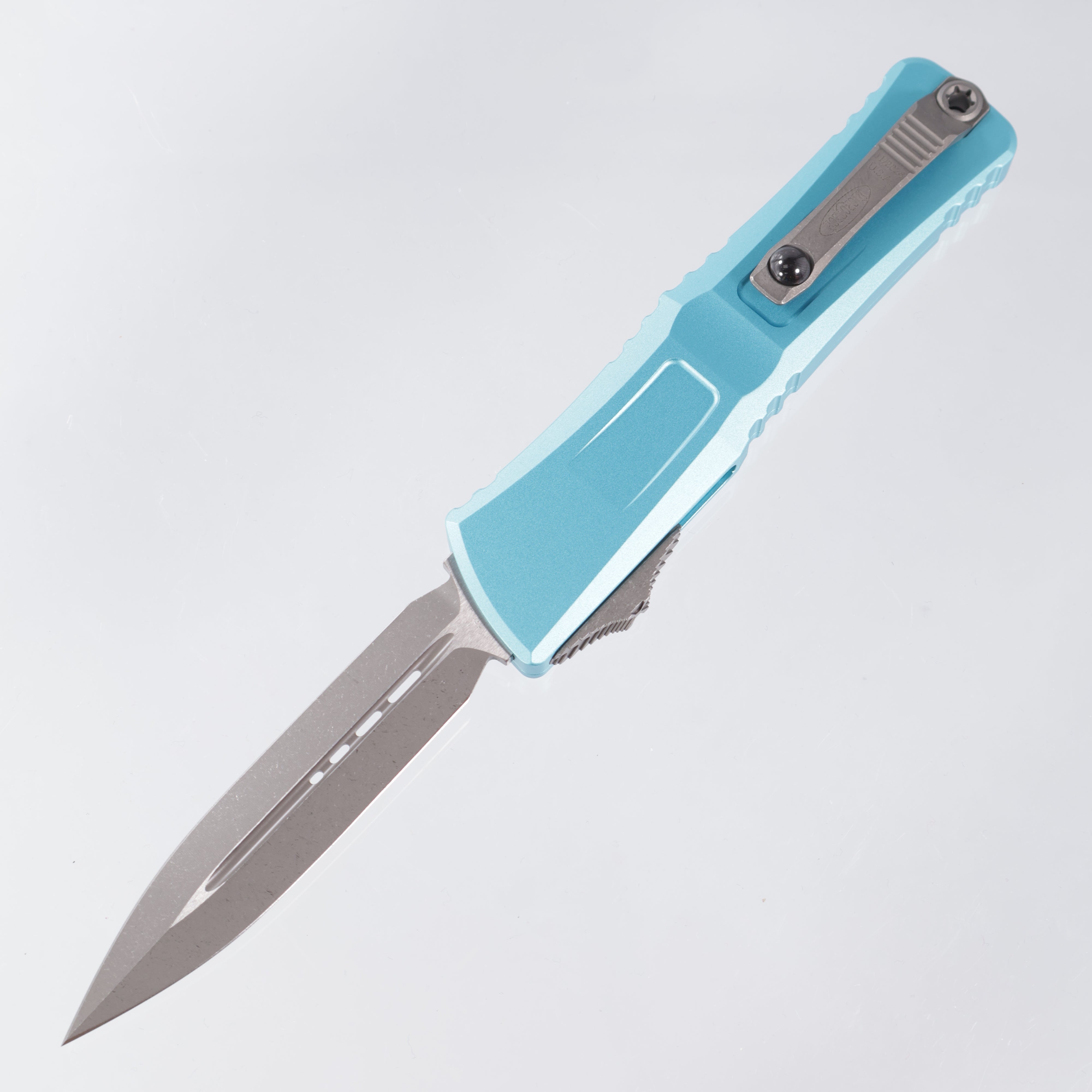 Microtech Combat Troodon Gen 3 - Apocalyptic Standard, Double Edge M390MK - Turquoise Aluminum - Gen III 1142-10 APTQ