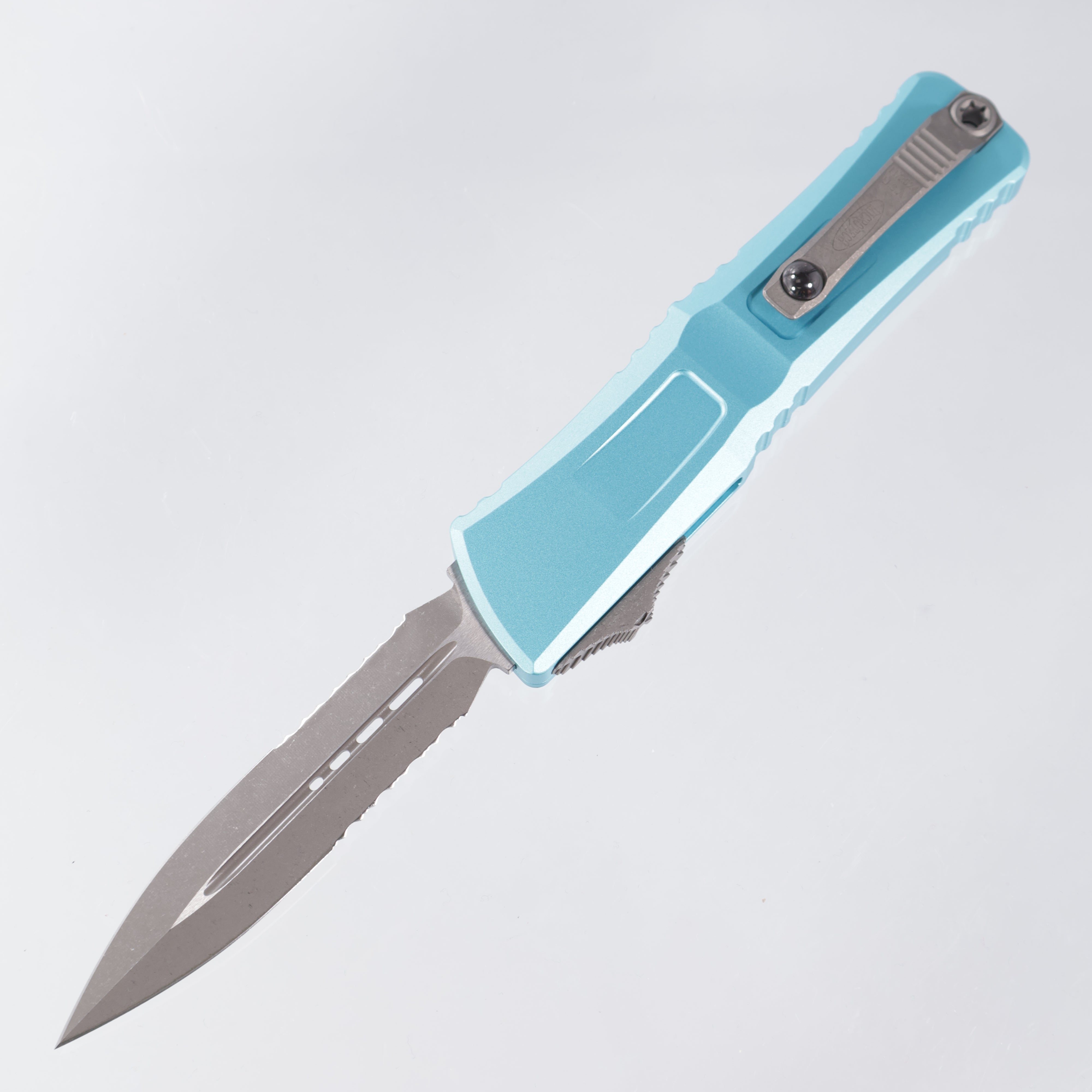 Microtech Combat Troodon Gen 3 - Double Edge Apocalyptic Standard, Partial Serrate M390MK - Turquiose Aluminum - Gen III 1142-11 APTQ