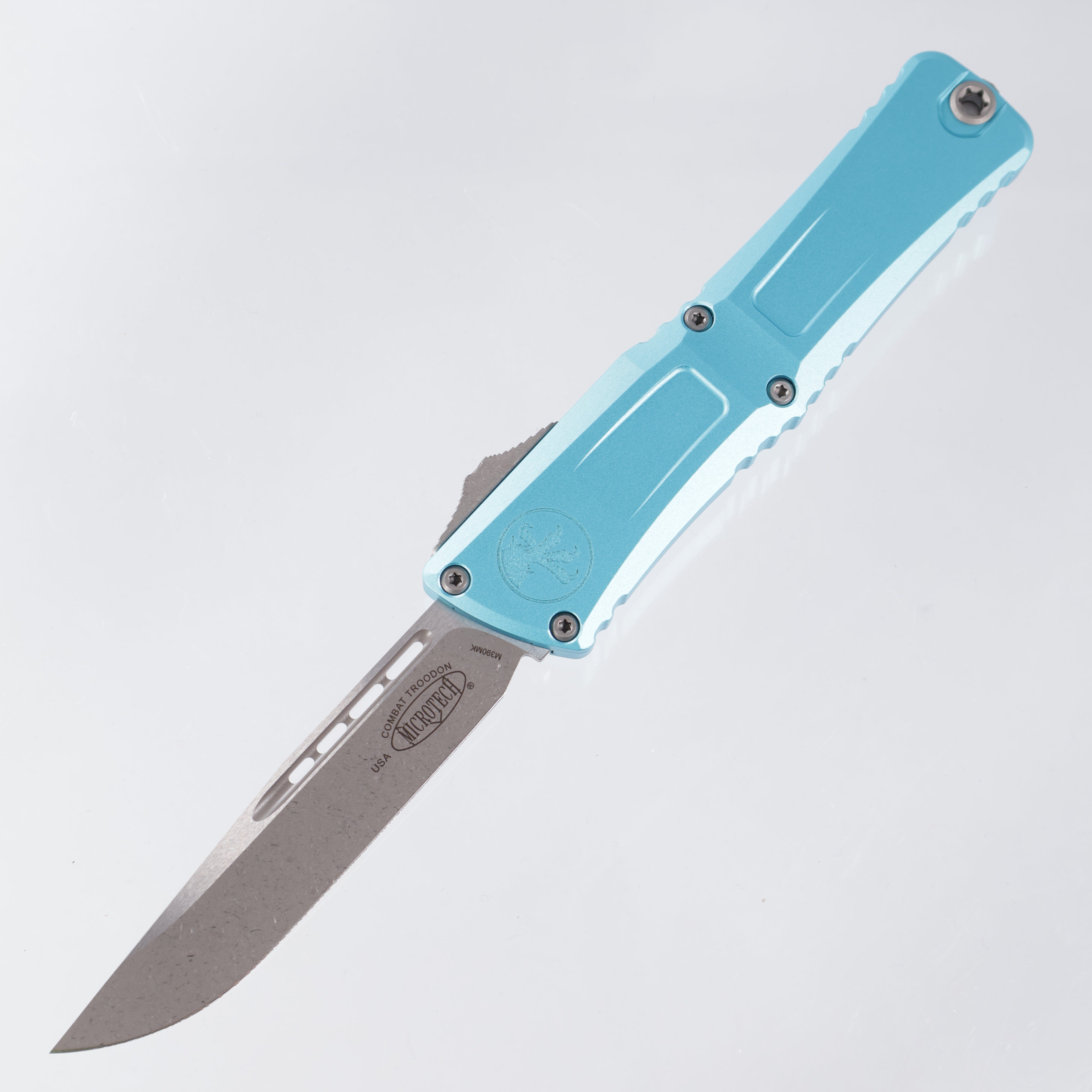 Microtech Combat Troodon Gen 3 - Apocalyptic Single Edge M390MK - Turquoise Aluminum - Gen III 1143-10 APTQ